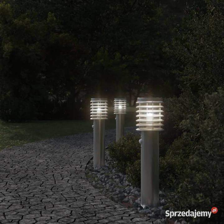 Lampa ogrodowa na słupku z czujnikiem srebrna 60 mazowieckie Warszawa