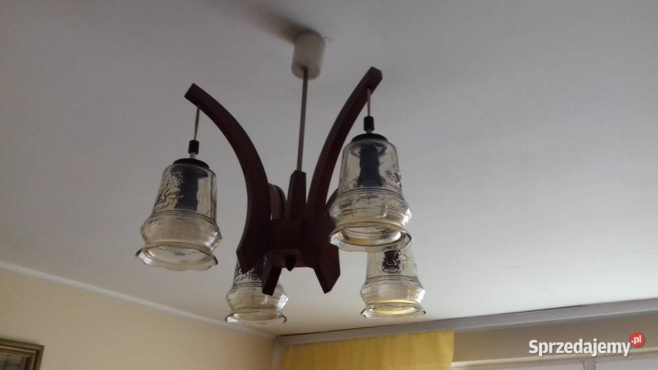 Żyrandol czteroramienny drewniany do sprzedania małopolskie Kraków