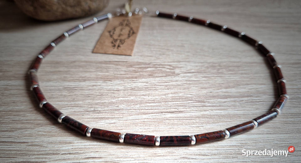 Jaspis mahoniowy Naszyjnik męski Bydgoszcz