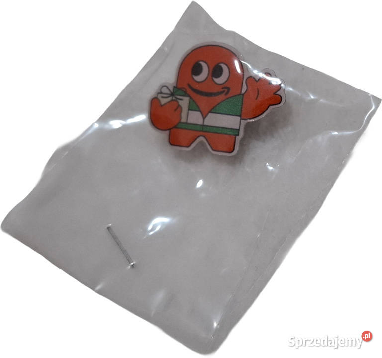 Pin Peccy w kamizelce z prezentem Amazon Czeladź