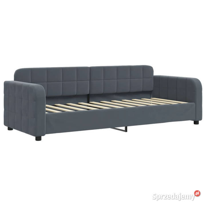 Sofa rozsuwana z materacami ciemnoszara aksamit 91cm Warszawa