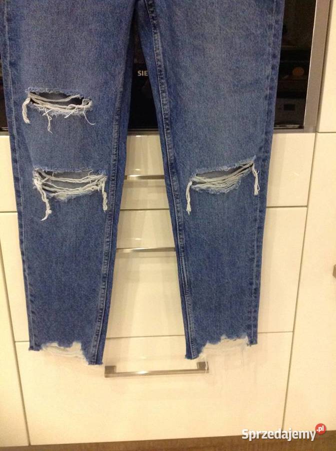 Spodnie Jeans Damskie BERSHKA S MOM Dziury lubuskie