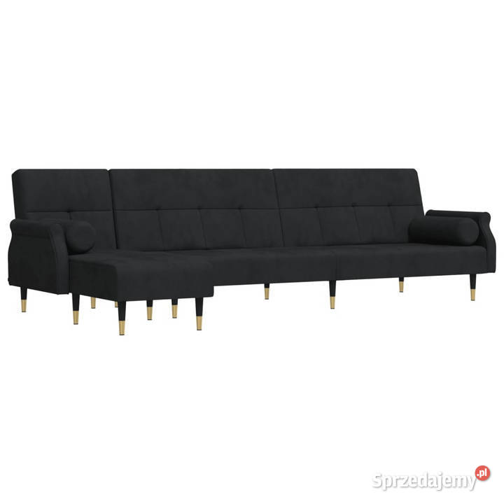 Sofa rozkładana L czarna 271x140x70 aksamit Warszawa sprzedam