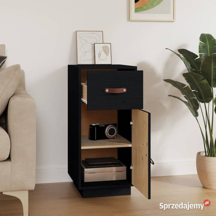 Szafka czarna 34x40x75 lite drewno sosnowe mazowieckie Warszawa