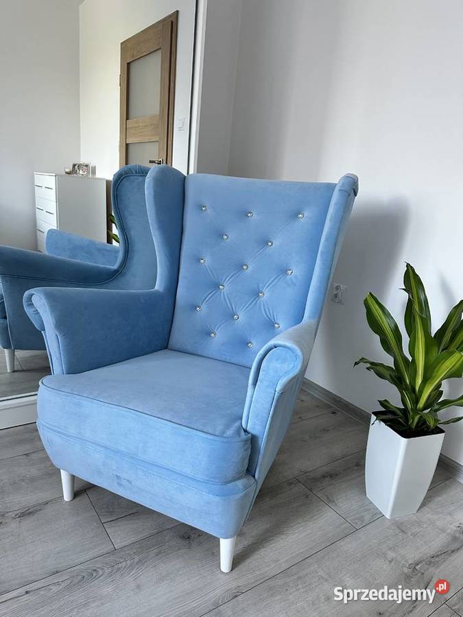 Fotel Uszak Glamour Błękitny Różne Kolory Fotele