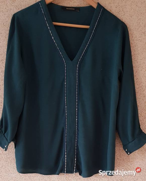 Reserved bluzka zdobiona szmaragdowa wyjściowa Rozmiar 42(XL)