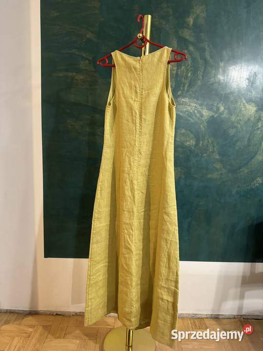 Sukienka damska 34 Massimo Dutti limonkowa z lnu Częstochowa