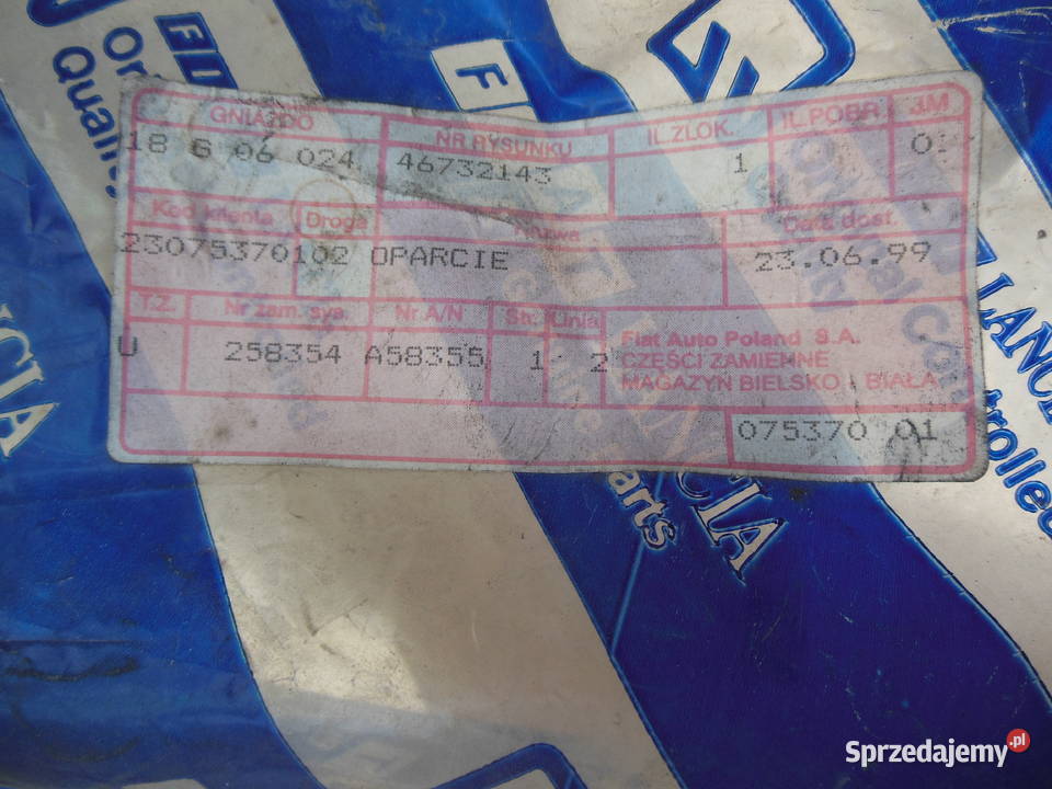 KANAPA FIAT CINQUECENTO 7669695 1997 R osobowe Kozy