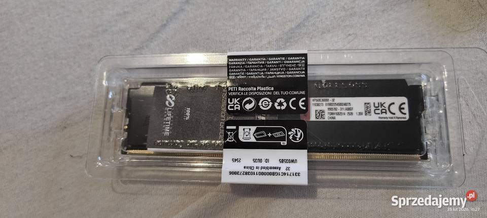 Pamięć RAM Kingston Fury Beast DDR5 32 Pojemność 32GB sprzedam