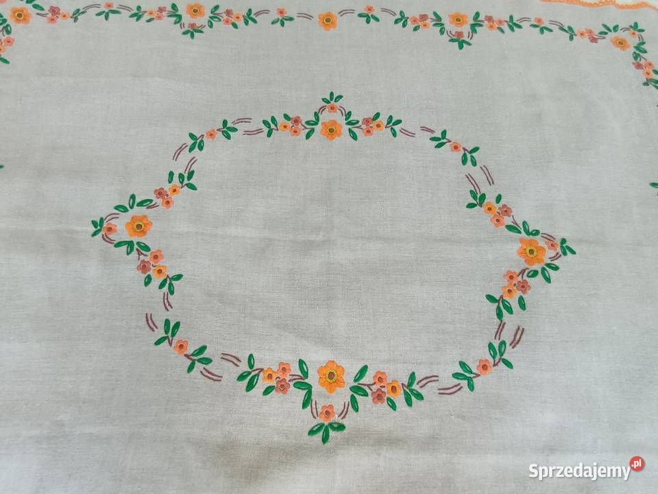 obrus ręczny haft bogaty bławatkowy cudny na Obrusy i serwety Gdańsk
