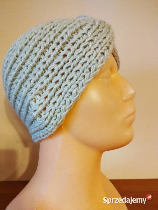 Miętowa wełniana opaska na głowę Olsztyn sprzedam