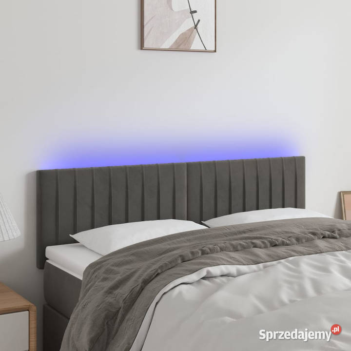 Zagłówek do łóżka z LED ciemnoszary 144x5x7888 Warszawa