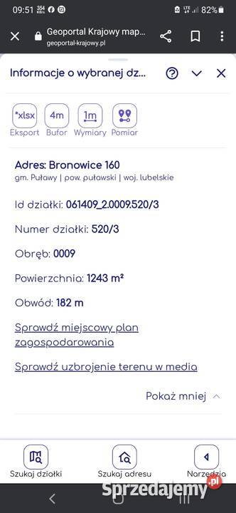 Działka z bydynkami k Puław Bronowice