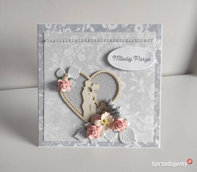 Kartka ręcznie robiona na Ślub z pudełkiem 4 Łódź