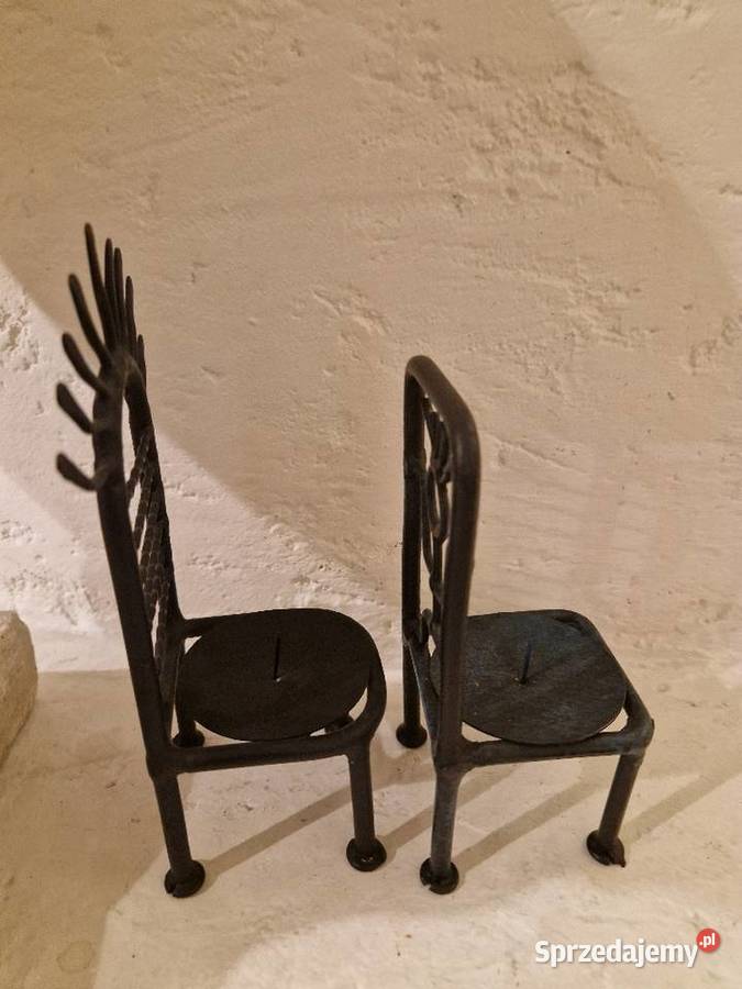 Dwa ŚWIECZNIKI krzesełka jako komplet kute Lublin sprzedam