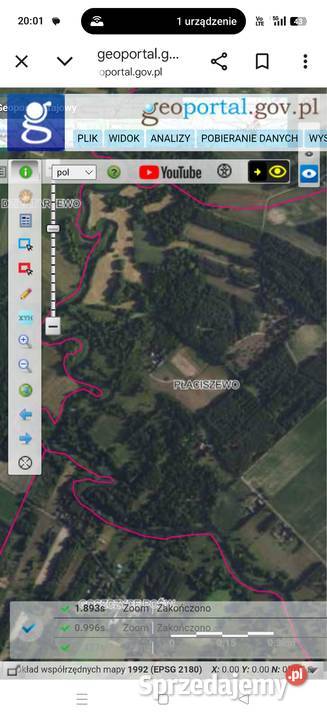 Działka z linią brzegową Wkry Płaciszewo sprzedam