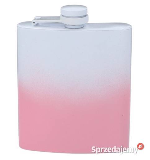 Biało Różowa Piersiówka ze Stali Nierdzewnej 8