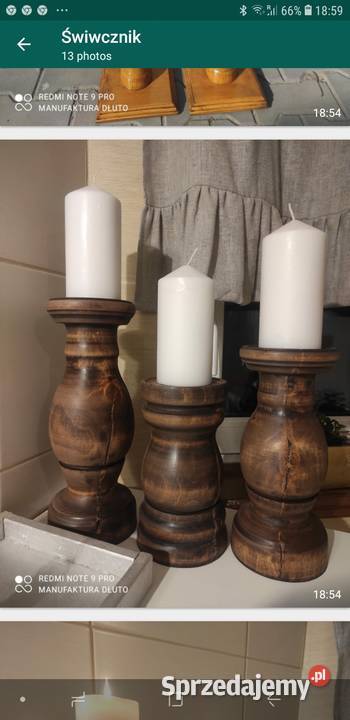 Świeczniki drewniane toczone dekoracje ślubne Poznań