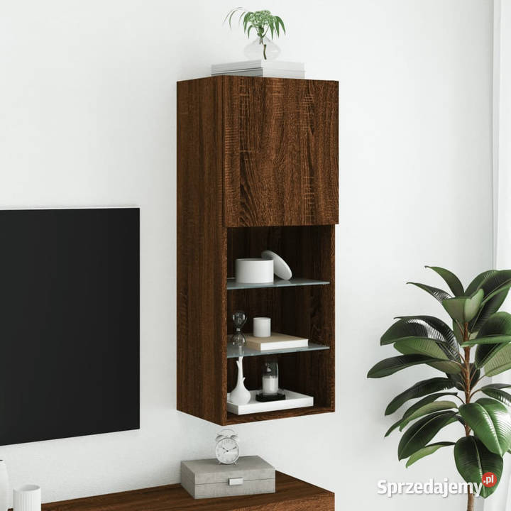 Szafka TV z LED brązowy dąb 405x30x102 WM837063 Warszawa