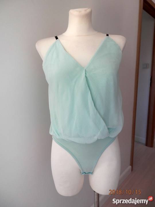 Bluzka Body Niebieska Asymetryczny Przód Top Rozmiar 38(M) Łomża