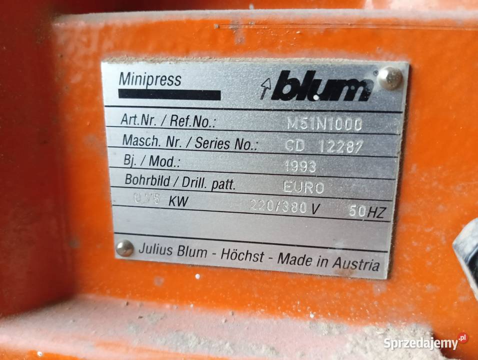 WIERTARKA DO ZAWIASÓW BLUM MINIPRESS Pozostałe Wejherowo