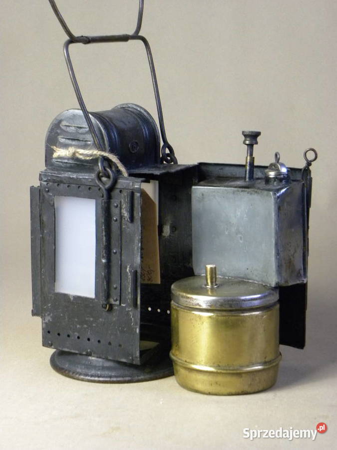 Kolekcjonerska karbidowa lampa kolejowa 1945