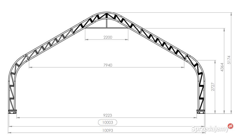 Hala namiotowa PT33 10 x 49 x 30 m Biznes i Przemysł Żelazno