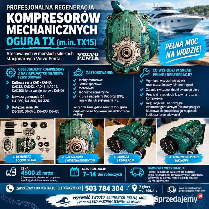 REGENERACJA Kompresor Volvo Penta KAD 32 42 43 Zgierz