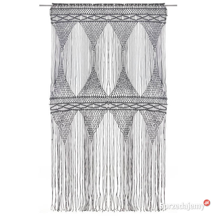 Zasłona z makramy antracyt 140 x 240 bawełna Warszawa
