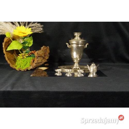 Miniaturowy samowar ZSRR 1976 serwis z tacą