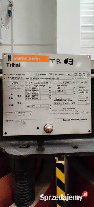 Sprzedam transformator Trihal 2000kVA stan
