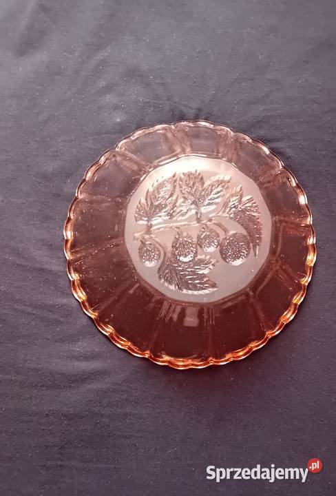 Rozalinowa miska art deco wzór Poziomki Koźminek