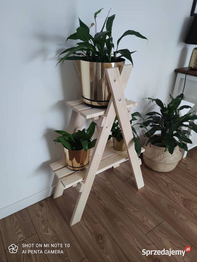Kwietnik drewniany drabinka na kwiaty łódzkie Zduńska Wola