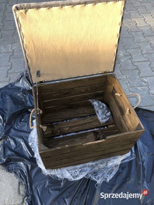 Drewniana skrzynia ze schowkiem i siedziskiem Pufy i podnóżki Poznań sprzedam