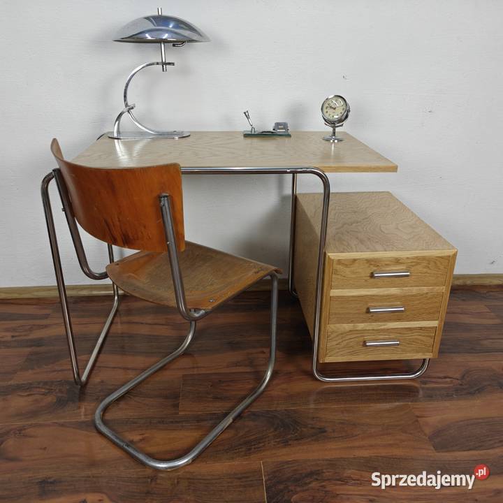 Biurko Chrom Dąb Modernizm Bauhaus Art Deco Warszawa
