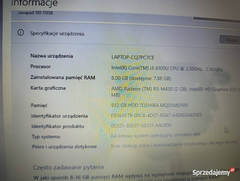 Laptop Lenovo 11015isk Łęczyca