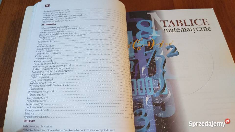 Tablice matematyczne fizyczne chemiczne Gdańsk sprzedam