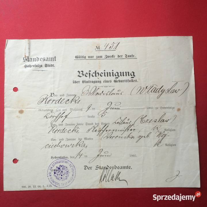 1328 Urząd Stanu Cywilnego Kordecki Szczecin sprzedam