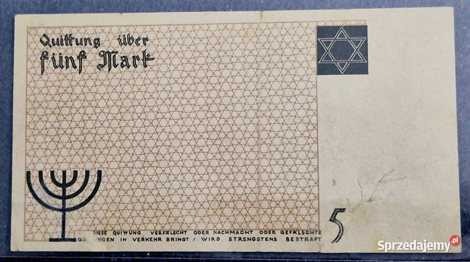 Banknoty Getta 5 Marek x 2 sztuki UNC i 2 Sosnowiec