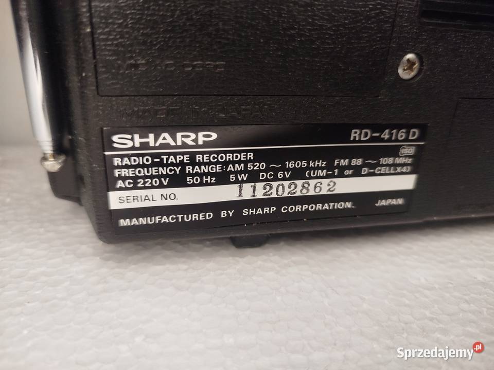 Zabytkowy Radiomagnetofon SHARP RD416D lata 70 łódzkie Zgierz