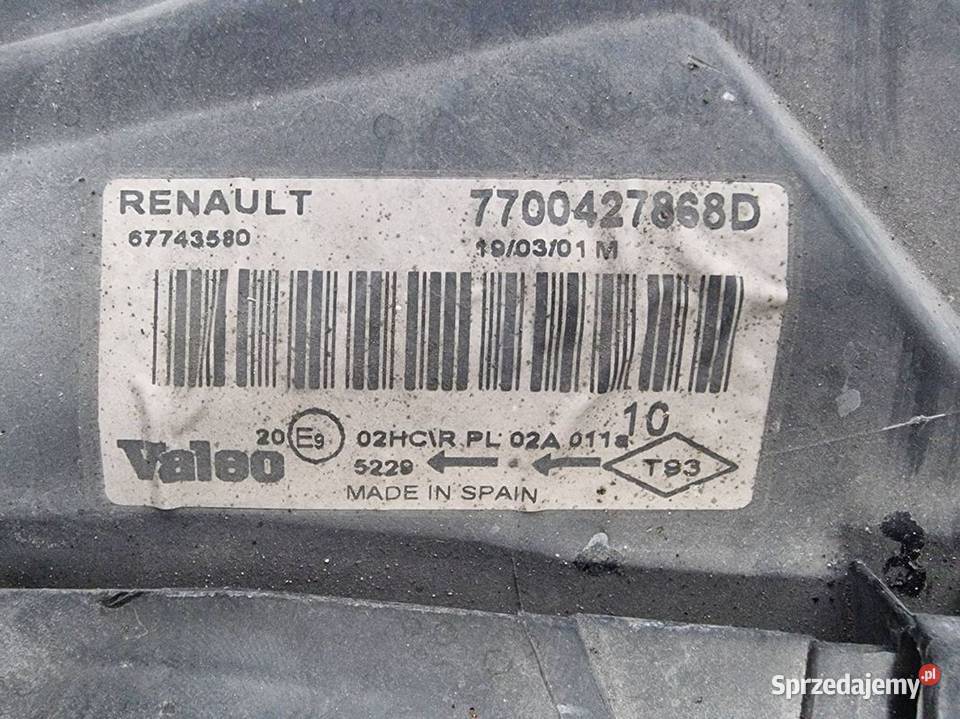 LAMPA PRAWA PRZÓD RENAULT MEGANE I 7700427868D Lipno