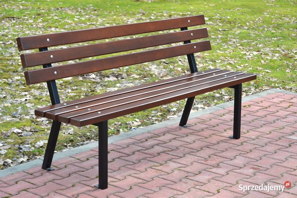 Ławka z oparciem stalowa parkowa ogrodowa dolnośląskie