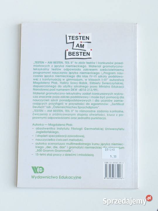 Testen am Besten Teil II Tests Magdalena Ptak Kraków sprzedam