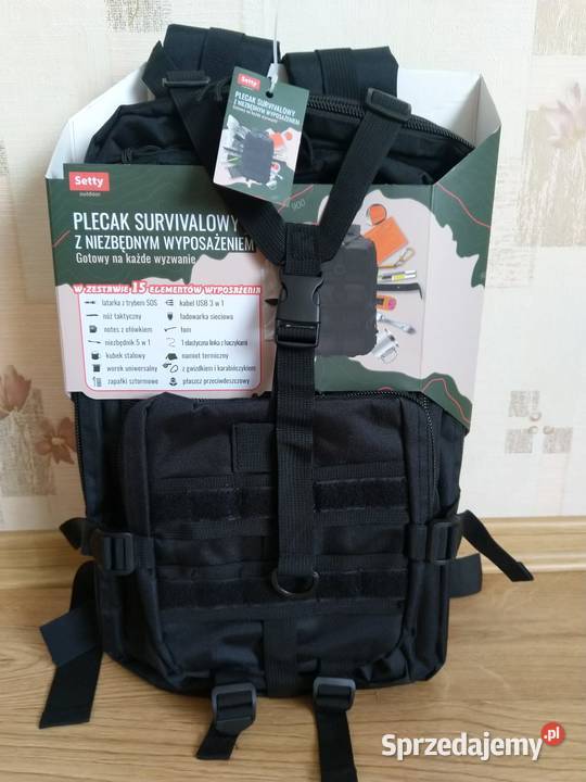 NOWY Plecak Survivalowy CZARNY z Niezbędnym Zabrze