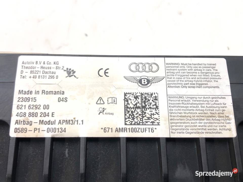 PODUSZKA POWIETRZNA PASAŻERA AUDI A6 C7