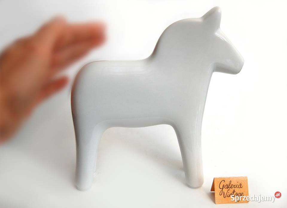Koń szwedzki porcelana biały konik figurka biały Lublin