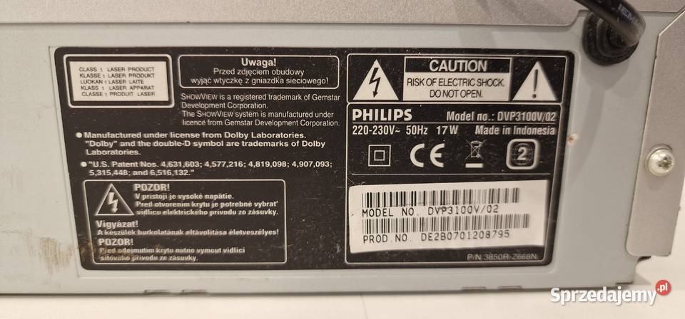 Philips DVP3100V KOMBO DVDVHS Międzychód