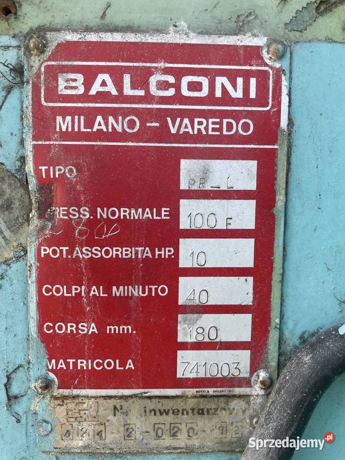 Prasa Balconi 100T śląskie Lędziny