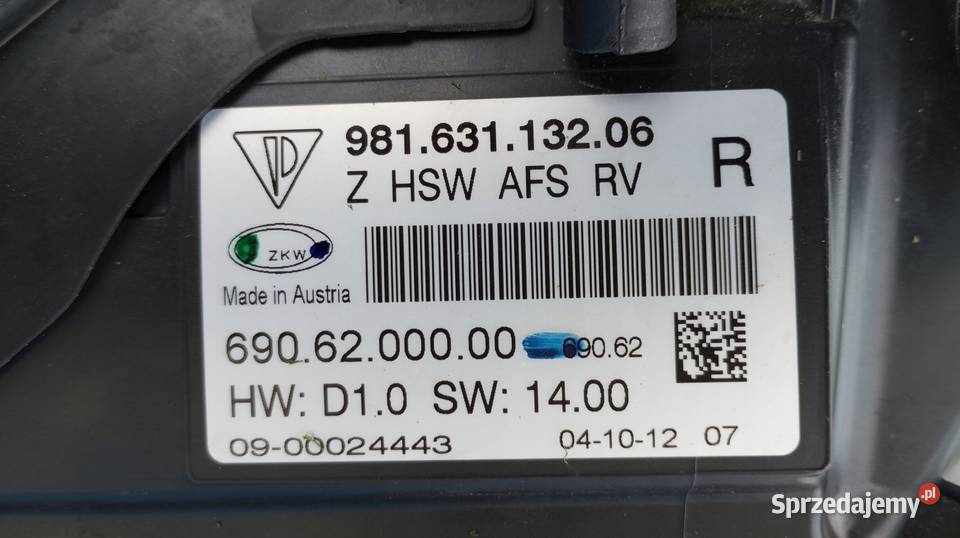 IGŁA LAMPA PRAWY PRZÓD EU PORSCHE 981 BOXTER wielkopolskie Nowy Tomyśl