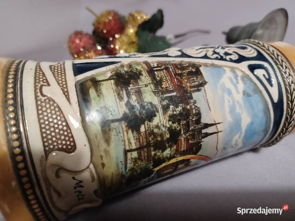 PORCELANOWY stary kufel z k 19 w Sygnowany Wrocław sprzedam